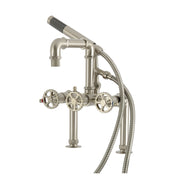 Clawfoot Tub Faucet, Fuller, Three-Handle with Hand Shower in Brushed Nickel