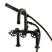Clawfoot Tub Faucet, Fuller, Three-Handle with Hand Shower in Oil Rubbed Bronze