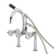 Clawfoot Tub Faucet, Fuller, Three-Handle with Hand Shower in Polished Chrome