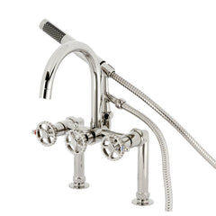 Clawfoot Tub Faucet, Fuller, Three-Handle with Hand Shower in Polished Nickel