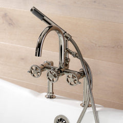 Clawfoot Tub Faucet, Fuller, Three-Handle with Hand Shower in Polished Nickel