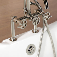 Clawfoot Tub Faucet, Fuller, Three-Handle with Hand Shower in Polished Nickel