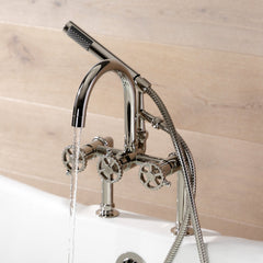 Clawfoot Tub Faucet, Fuller, Three-Handle with Hand Shower in Polished Nickel