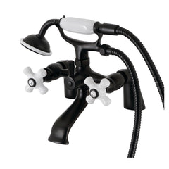 Clawfoot Tub Faucet, Heirloom, Three-Handle 2-Hole in Matte Black