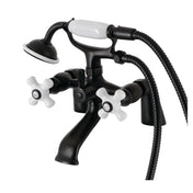 Clawfoot Tub Faucet, Heirloom, Three-Handle 2-Hole in Matte Black