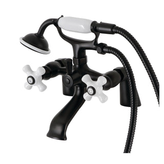 Clawfoot Tub Faucet, Heirloom, Three-Handle 2-Hole in Matte Black