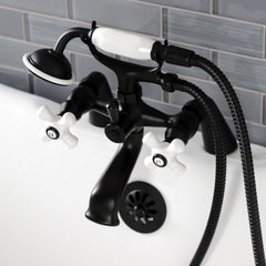 Clawfoot Tub Faucet, Heirloom, Three-Handle 2-Hole in Matte Black