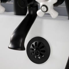 Clawfoot Tub Faucet, Heirloom, Three-Handle 2-Hole in Matte Black