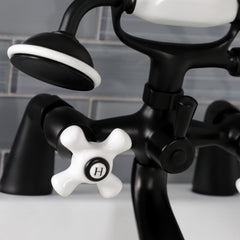 Clawfoot Tub Faucet, Heirloom, Three-Handle 2-Hole in Matte Black