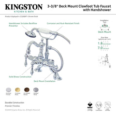 Clawfoot Tub Faucet, Heirloom, Three-Handle 2-Hole in Polished Brass