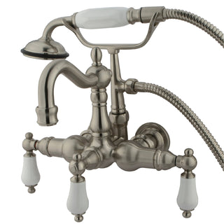 Clawfoot Tub Faucet, Heirloom, Three-Handle 2-Hole with Hand Shower in Brushed Nickel