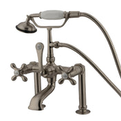 Clawfoot Tub Faucet, Heirloom, Three-Handle with Hand Shower in Brushed Nickel