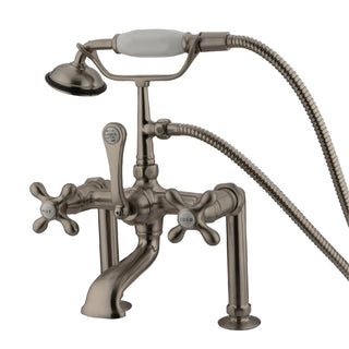 Clawfoot Tub Faucet, Heirloom, Three-Handle with Hand Shower in Brushed Nickel