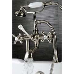 Clawfoot Tub Faucet, Heirloom, Three-Handle with Hand Shower in Brushed Nickel
