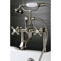 Clawfoot Tub Faucet, Heirloom, Three-Handle with Hand Shower in Brushed Nickel