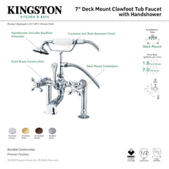 Clawfoot Tub Faucet, Heirloom, Three-Handle with Hand Shower in Brushed Nickel
