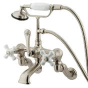 Clawfoot Tub Faucet, Heirloom, Three-Handle with Hand Shower in Brushed Nickel