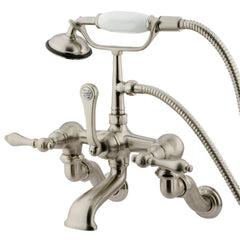 Clawfoot Tub Faucet, Heirloom, Three-Handle with Hand Shower in Brushed Nickel