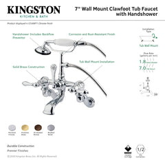 Clawfoot Tub Faucet, Heirloom, Three-Handle with Hand Shower in Brushed Nickel