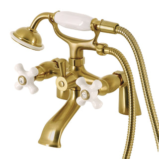 Clawfoot Tub Faucet, Heirloom, Three-Handle with Hand Shower in Brushed Brass
