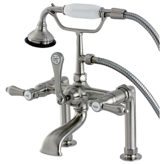 Clawfoot Tub Faucet, Heirloom, Three-Handle with Hand Shower in Brushed Nickel