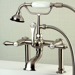 Clawfoot Tub Faucet, Heirloom, Three-Handle with Hand Shower in Brushed Nickel