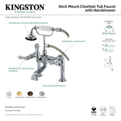 Clawfoot Tub Faucet, Heirloom, Three-Handle with Hand Shower in Brushed Nickel