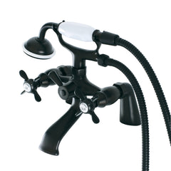Clawfoot Tub Faucet, Heirloom, Three-Handle with Hand Shower in Matte Black