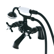 Clawfoot Tub Faucet, Heirloom, Three-Handle with Hand Shower in Matte Black