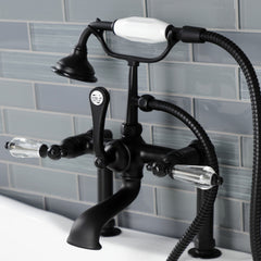 Clawfoot Tub Faucet, Heirloom, Three-Handle with Hand Shower in Matte Black