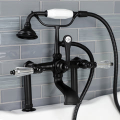 Clawfoot Tub Faucet, Heirloom, Three-Handle with Hand Shower in Matte Black