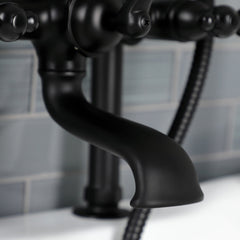 Clawfoot Tub Faucet, Heirloom, Three-Handle with Hand Shower in Matte Black