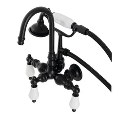 Clawfoot Tub Faucet, Heirloom, Three-Handle with Hand Shower in Matte Black