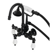 Clawfoot Tub Faucet, Heirloom, Three-Handle with Hand Shower in Matte Black