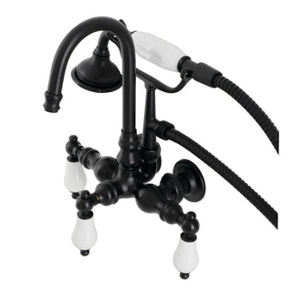 Clawfoot Tub Faucet, Heirloom, Three-Handle with Hand Shower in Matte Black