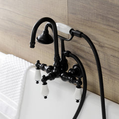 Clawfoot Tub Faucet, Heirloom, Three-Handle with Hand Shower in Matte Black