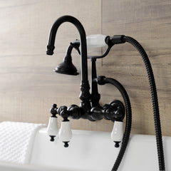 Clawfoot Tub Faucet, Heirloom, Three-Handle with Hand Shower in Matte Black