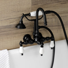 Clawfoot Tub Faucet, Heirloom, Three-Handle with Hand Shower in Matte Black