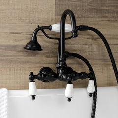 Clawfoot Tub Faucet, Heirloom, Three-Handle with Hand Shower in Matte Black