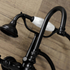 Clawfoot Tub Faucet, Heirloom, Three-Handle with Hand Shower in Matte Black