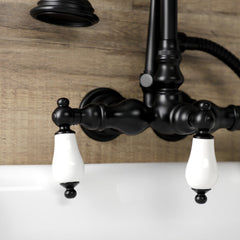 Clawfoot Tub Faucet, Heirloom, Three-Handle with Hand Shower in Matte Black