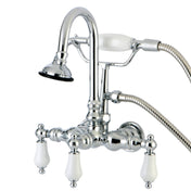 Clawfoot Tub Faucet, Heirloom, Three-Handle with Hand Shower in Polished Chrome