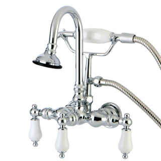 Clawfoot Tub Faucet, Heirloom, Three-Handle with Hand Shower in Polished Chrome