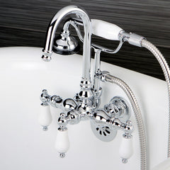 Clawfoot Tub Faucet, Heirloom, Three-Handle with Hand Shower in Polished Chrome