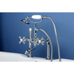Clawfoot Tub Faucet, Heirloom, Three-Handle with Hand Shower in Polished Chrome