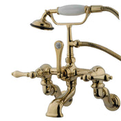 Clawfoot Tub Faucet, Heirloom, Three-Handle with Hand Shower in Polished Brass