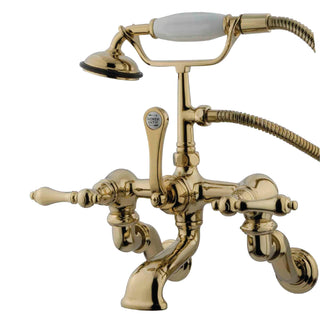 Clawfoot Tub Faucet, Heirloom, Three-Handle with Hand Shower in Polished Brass