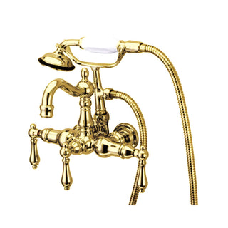 Clawfoot Tub Faucet, Heirloom, Three-Handle with Hand Shower in Polished Brass