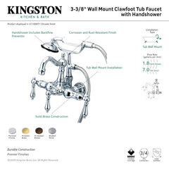 Clawfoot Tub Faucet, Heirloom, Three-Handle with Hand Shower in Polished Brass