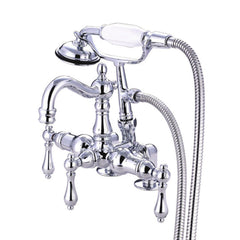 Clawfoot Tub Faucet, Heirloom, Three-Handle with Hand Shower in Polished Chrome